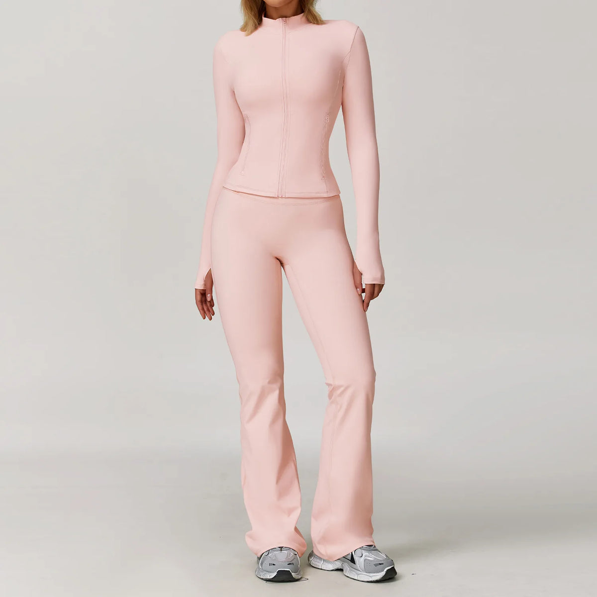 Women's Yoga Activewear Sets with Shorts, Leggings or Flared Pants Peach powder 2PCS-4