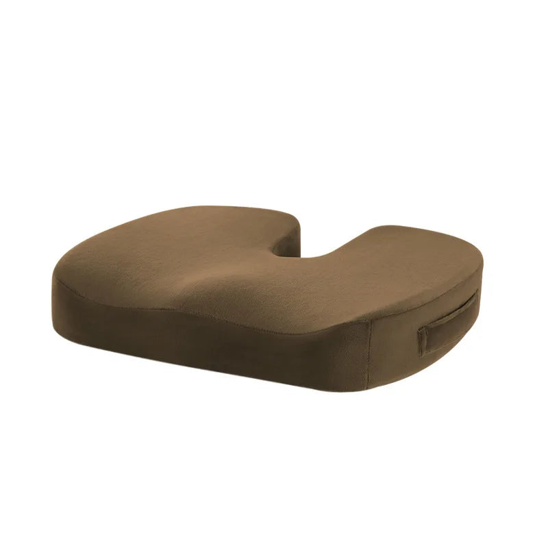 Cooling Gel Memory Foam Seat Cushion | Coccyx Cutout Office Chair Pillow with Non-Slip Base & Breathable Cover Mocha