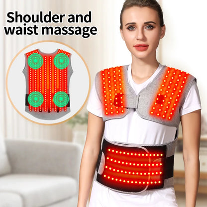 Heated Back and Shoulder Wrap with Red Light | 3 Heat Levels, Adjustable Fit & Optional Vibration Massage