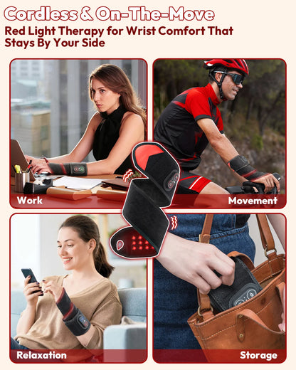 Red Light Therapy Wrap | Infrared Heating Pad with Vibration, 3 Heat Levels, USB-C Rechargeable & Adjustable Fit