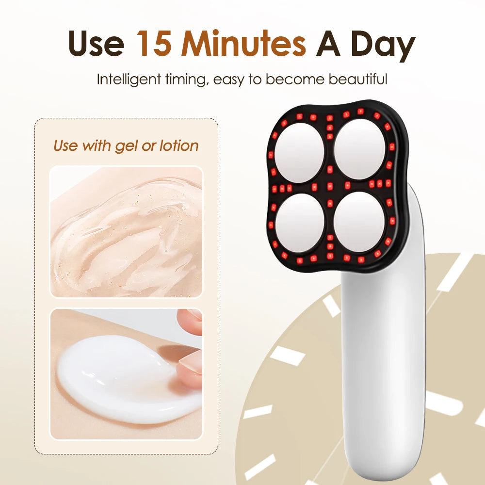 4-in-1 RF Body Massager with 630nm Red Light | Microcurrent, 37–42°C Heat, 3 Modes, 10 Intensities & USB-C Rechargeable