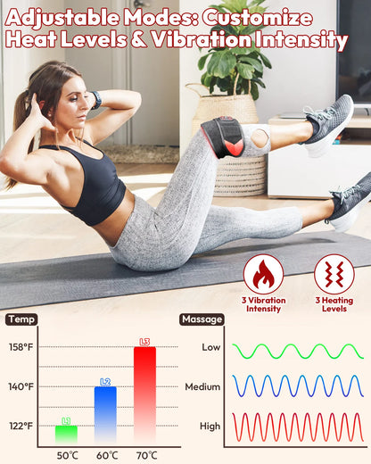 Red Light Therapy Wrap | Infrared Heating Pad with Vibration, 3 Heat Levels, USB-C Rechargeable & Adjustable Fit