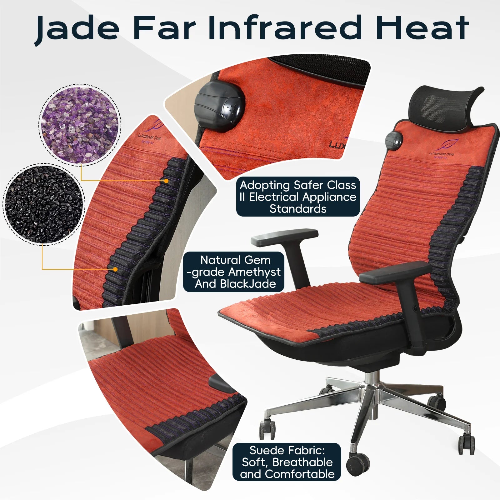 PEMF Infrared Heating Mat 20 x 50 in | Amethyst & Tourmaline Crystal Pad, 85–159°F, 3–64Hz & 12-Hour Timer