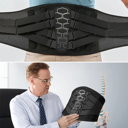 Lumbar Support Back Brace with Adjustable Compression | Breathable Lower Back Belt with Support Stays for Work and Lifting