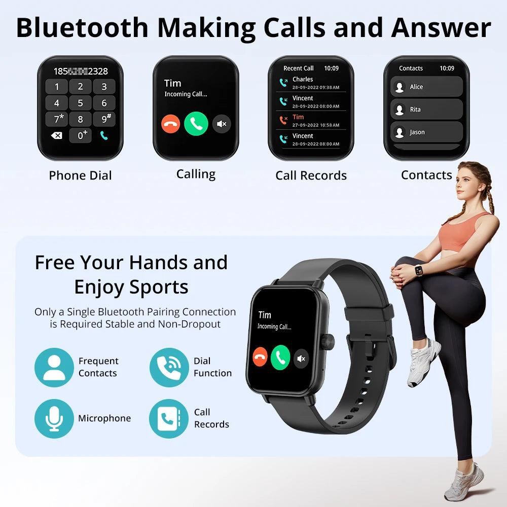 Voice Calling Smartwatch | 1.9" HD Display, 24H Health Monitoring, 100+ Sports Modes & Bluetooth Call Function | IP68 Waterproof