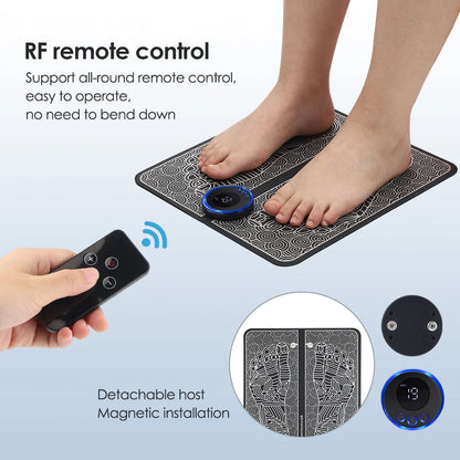 EMS Foot Massager Mat with Remote | USB-C Rechargeable Foot and Leg Stimulator with 8 Modes and 19 Intensity Levels