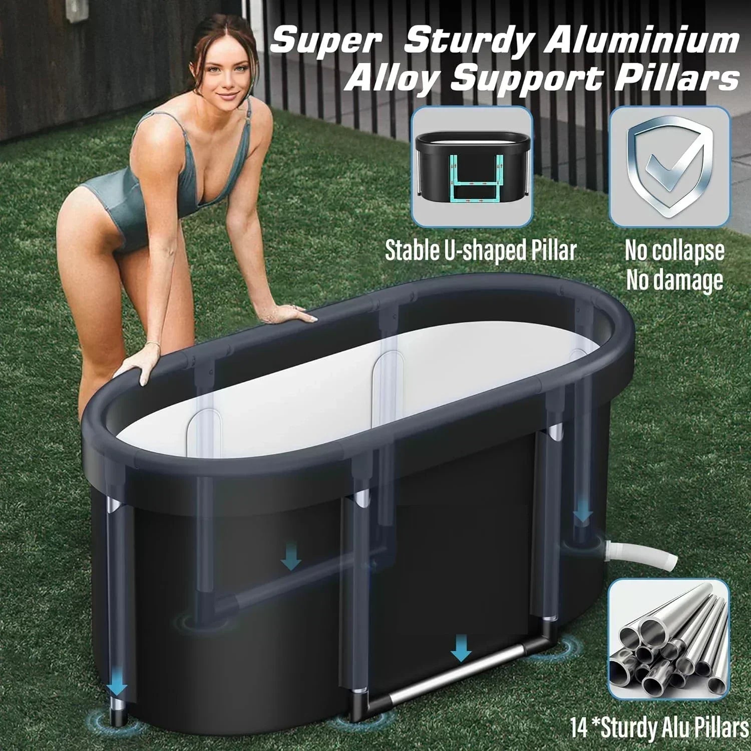 Ice Bath Tub | Foldable Cold Plunge Tub for Adults, Portable Recovery Bath for Home, Outdoor & Post-Workout Use