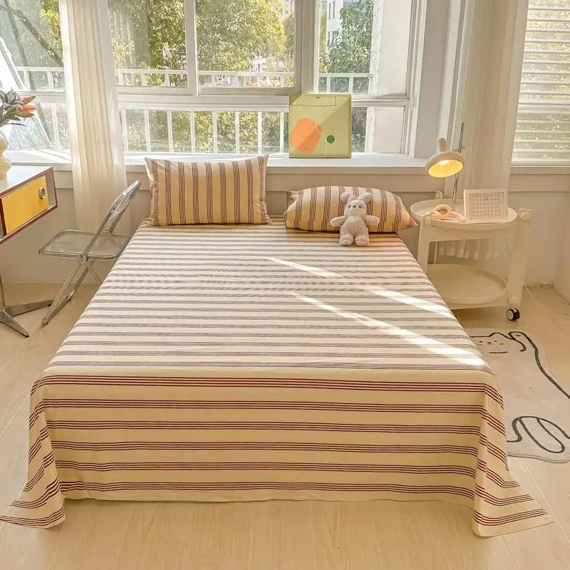 3-Piece Cotton Flat Sheet & Pillowcase Set Color 9