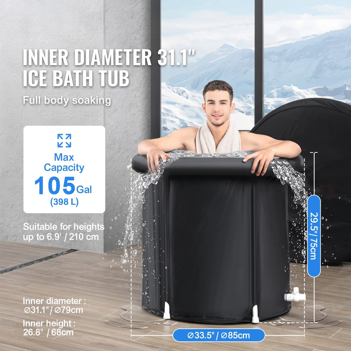 Ice Bath Tub | Portable Cold Plunge Tub for Adults with 3-Layer Insulation, Cover & Carry Bag