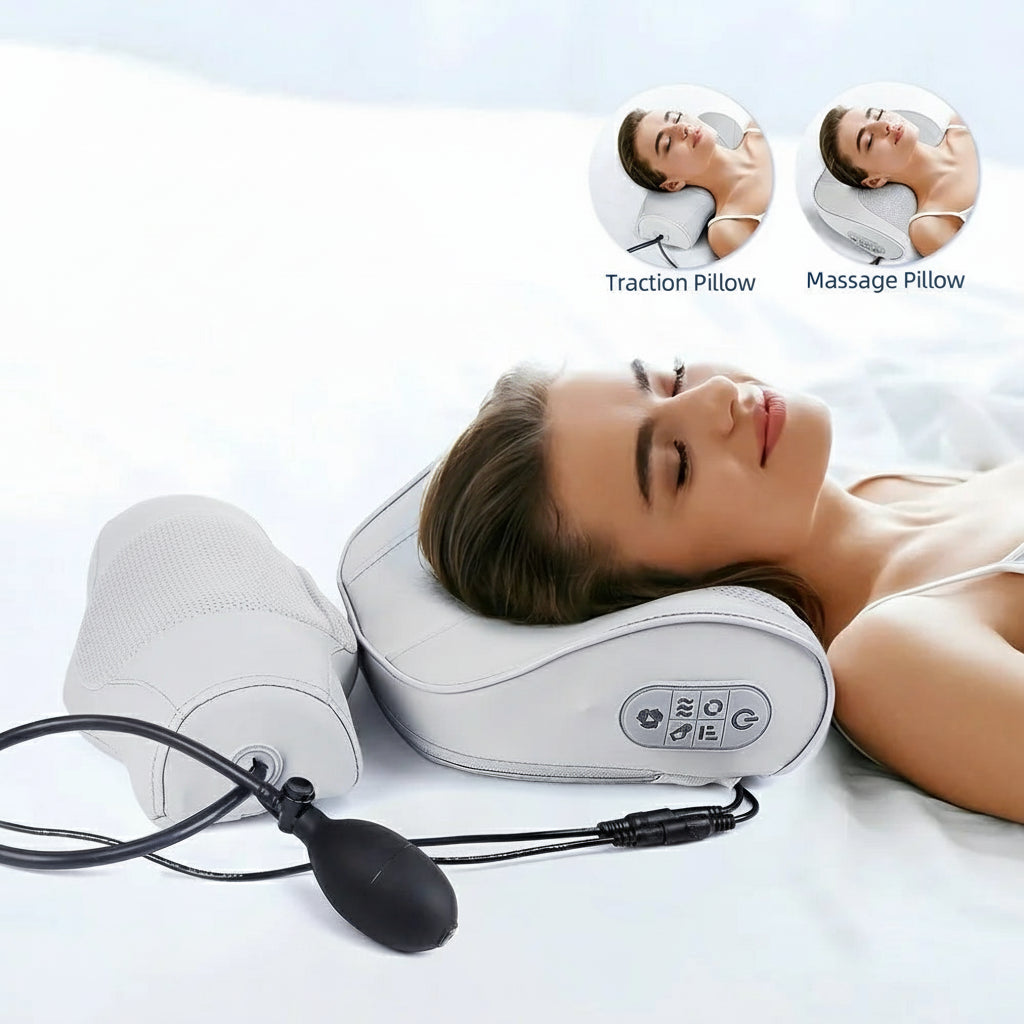 Neck Massage Pillow with Heat and Adjustable Air Support