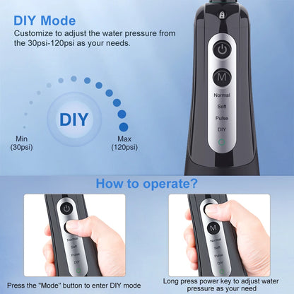Cordless Water Flosser | Portable Oral Irrigator for Teeth & Gums | Rechargeable, IPX7 Waterproof, 4 Modes, 5 Tips | Deep Dental Cleaning Device