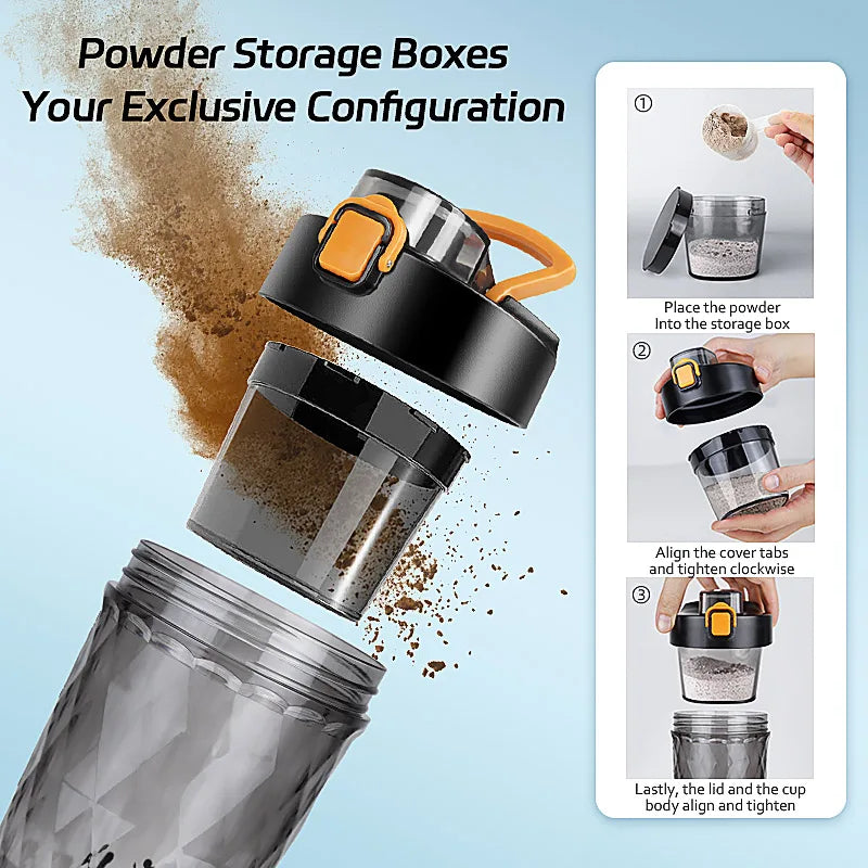 Electric Protein Shaker Bottle | 7500RPM Self-Cleaning Mixer | USB-C Rechargeable, Built-in Powder Storage, BPA-Free Smooth Drink Blender