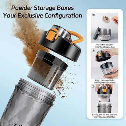 Electric Protein Shaker Bottle | 7500RPM Self-Cleaning Mixer | USB-C Rechargeable, Built-in Powder Storage, BPA-Free Smooth Drink Blender