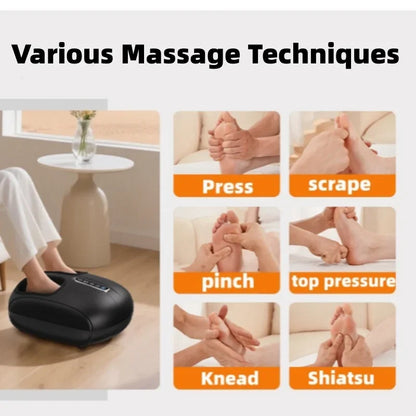 Foot Massager Machine with Heat and Air Compression | Deep Kneading Rollers, Adjustable Intensity, LCD Display & Remote