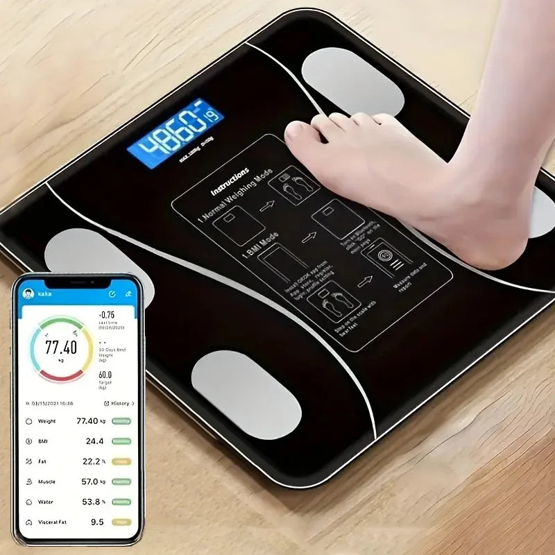 Smart Body Fat Scale | Bluetooth Digital Bathroom Scale with LED Display | Body Composition Analyzer | Tracks Weight, BMI, Fat & More