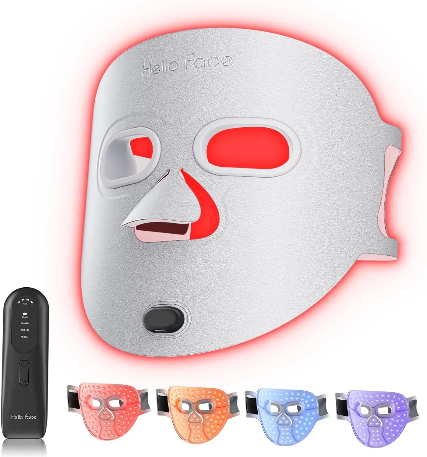 LED Light Therapy Face Mask | Wireless Red Blue Near Infrared Skin Care Mask with 4 Modes for Wrinkles, Acne & Glow Gray