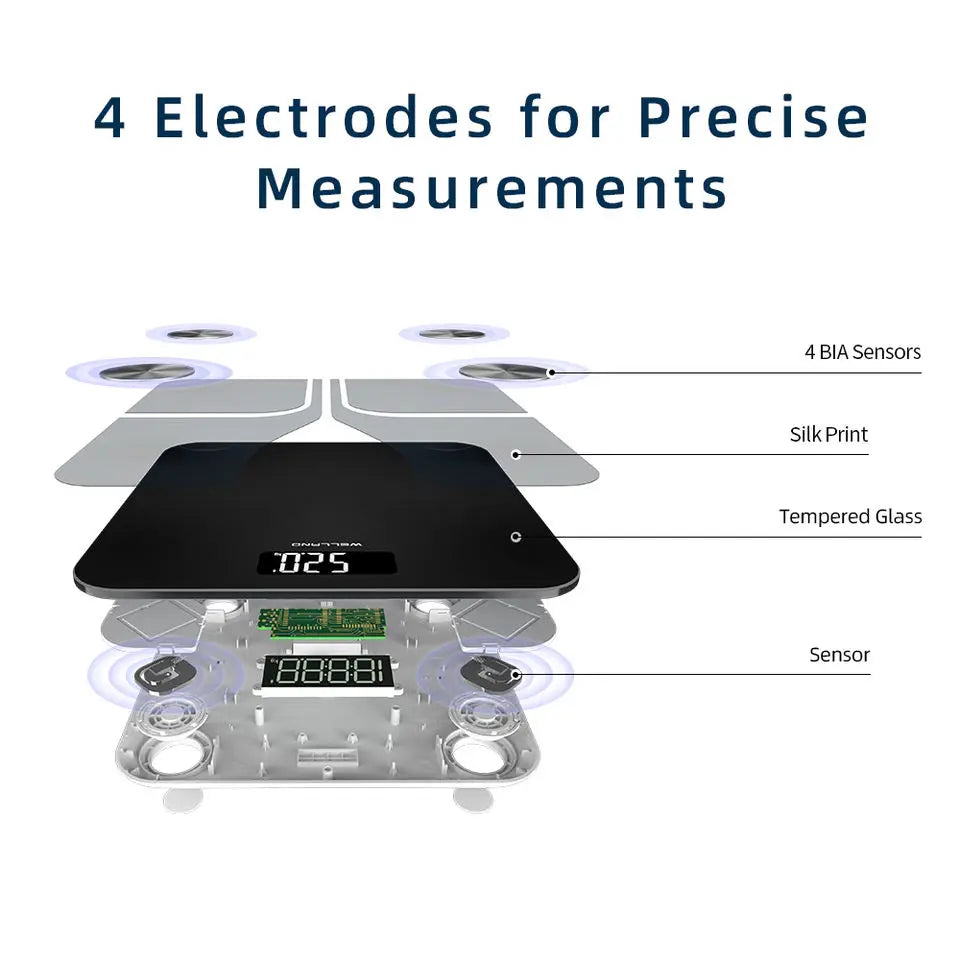 Smart Body Composition Scale with ITO Sensor | 12 Metrics, 0.1 lb Precision, Fitdays Bluetooth App & 400 lb Capacity
