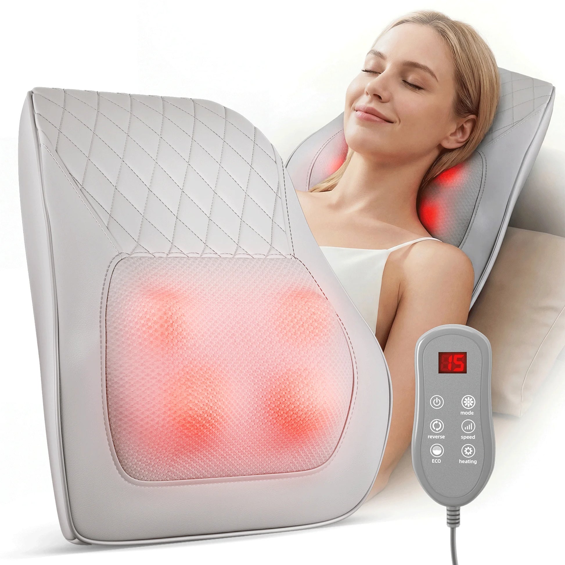Shiatsu Neck and Back Massager | Electric 3D Kneading Massage Pillow for Neck, Lumbar & Back Pain Relief