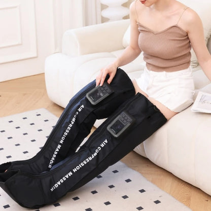 Wireless Leg Compression Massager | Rechargeable Foot, Calf & Thigh Air Pressure Wraps with 3 Modes, 5 Zones & 30-Minute Timer