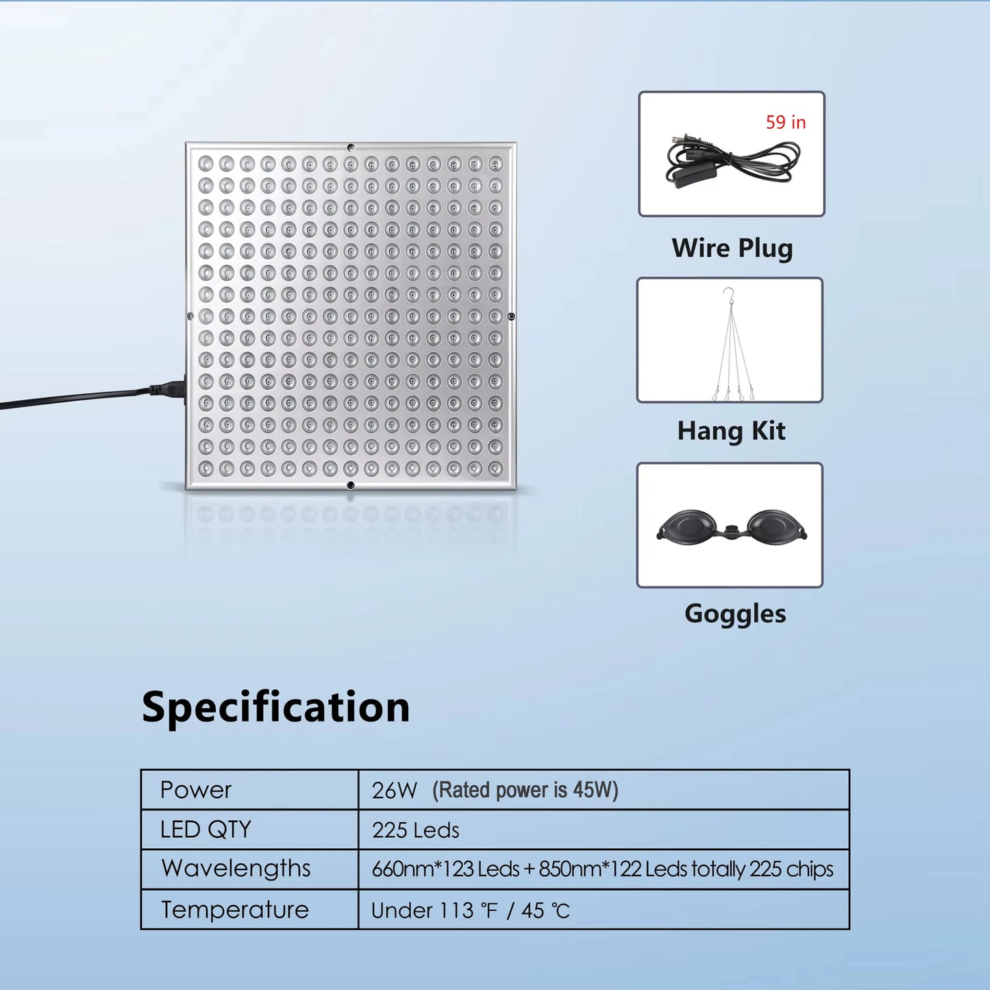 Red Light Therapy Panel | 660nm 850nm Near Infrared LED Lamp for Face, Body & Skin Care