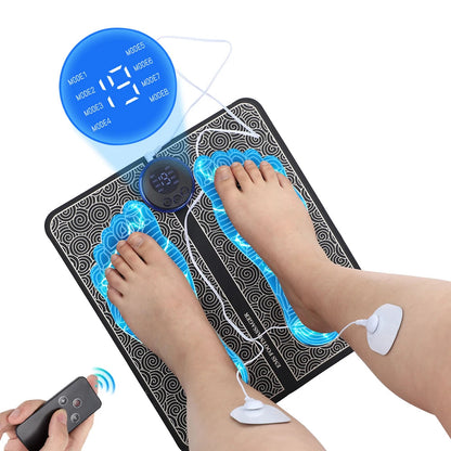 EMS Foot Massager Mat with Remote | USB-C Rechargeable Foot and Leg Stimulator with 8 Modes and 19 Intensity Levels