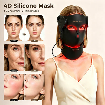 LED Face Mask with Neck Light Therapy | Red Light Therapy Mask for Wrinkles, Acne, Skin Brightening & Face Care