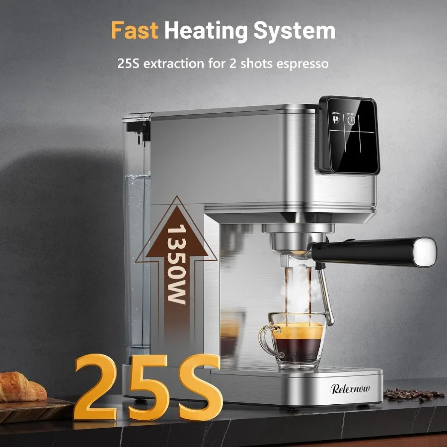 Espresso Machine with Touch Controls, Steam Wand and Iced-Coffee Setting