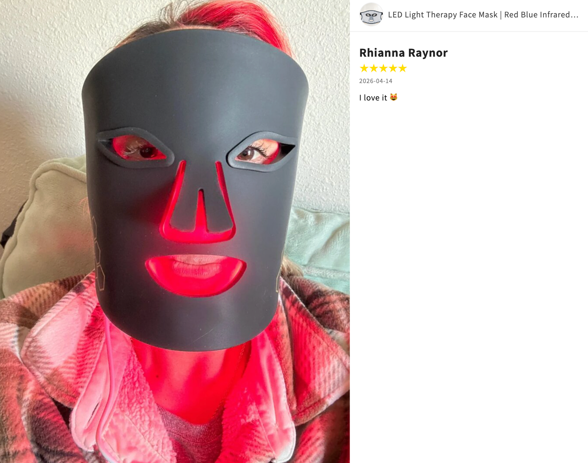 LED Face Mask with Red Blue and 850nm Near-Infrared Light | 72 LEDs, 3 Intensities, 4 Modes & 5–20 Minute Timer