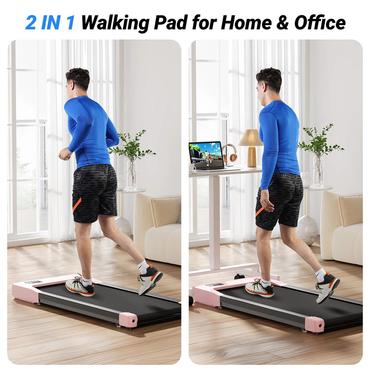 Under Desk Walking Pad Treadmill, Up to 2.5 mph, LED Display and Remote