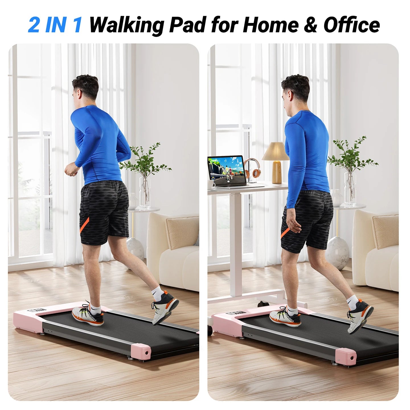 Under Desk Walking Pad Treadmill with 2.5HP Motor | 2.5 MPH, 265 lb Capacity, LED Display, Remote & 3.9-Inch Slim Design