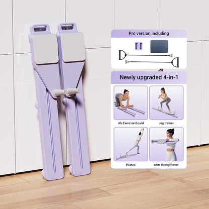 3-in-1 Ab Machine and Ski Trainer | Pilates Core and Leg Workout Board with Resistance Bands, Knee Pads & Silent Rollers