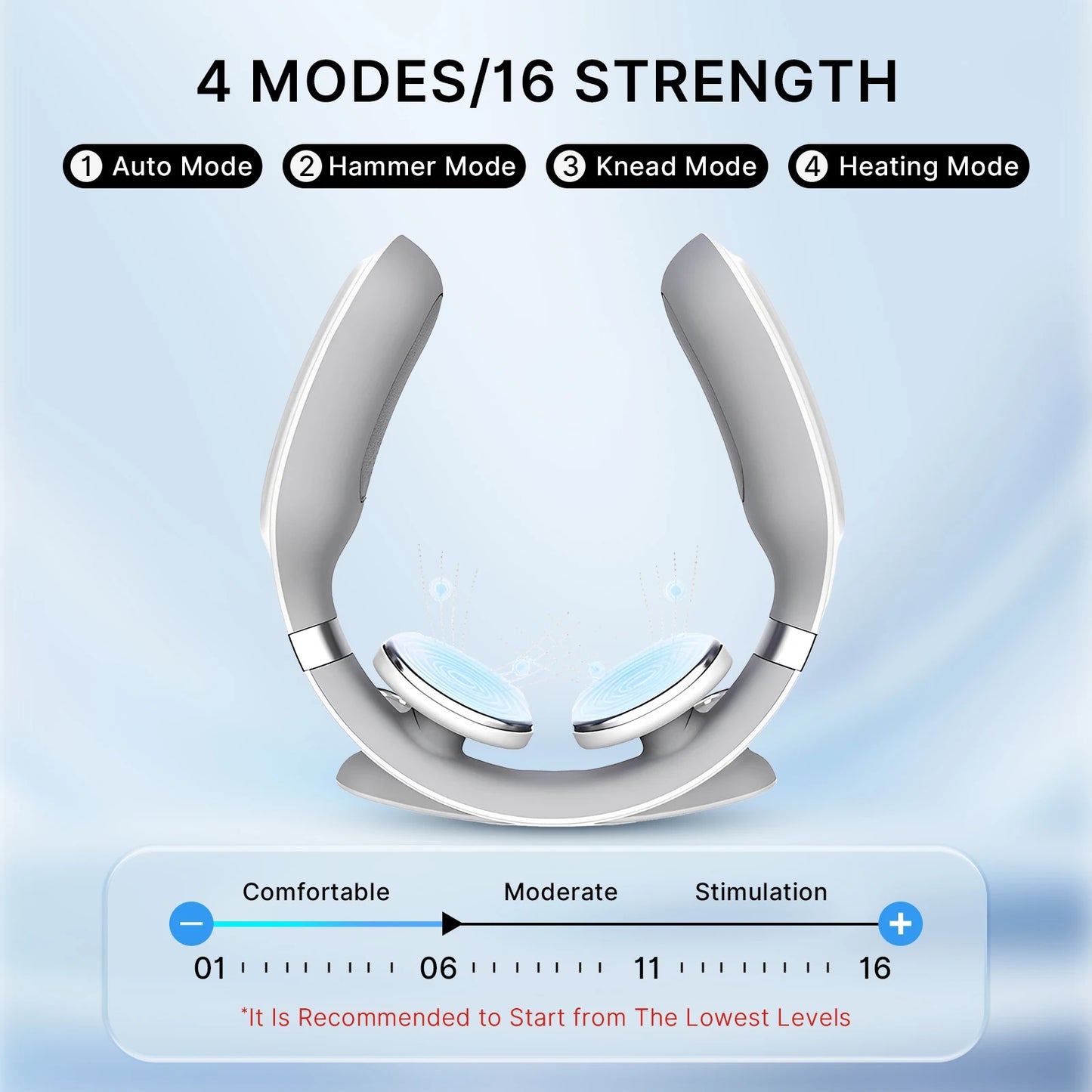 Cordless EMS Neck Massager with Heat | 6 Modes, 15 Intensity Levels, Hands-Free Fit & 15-Minute Auto Shut-Off