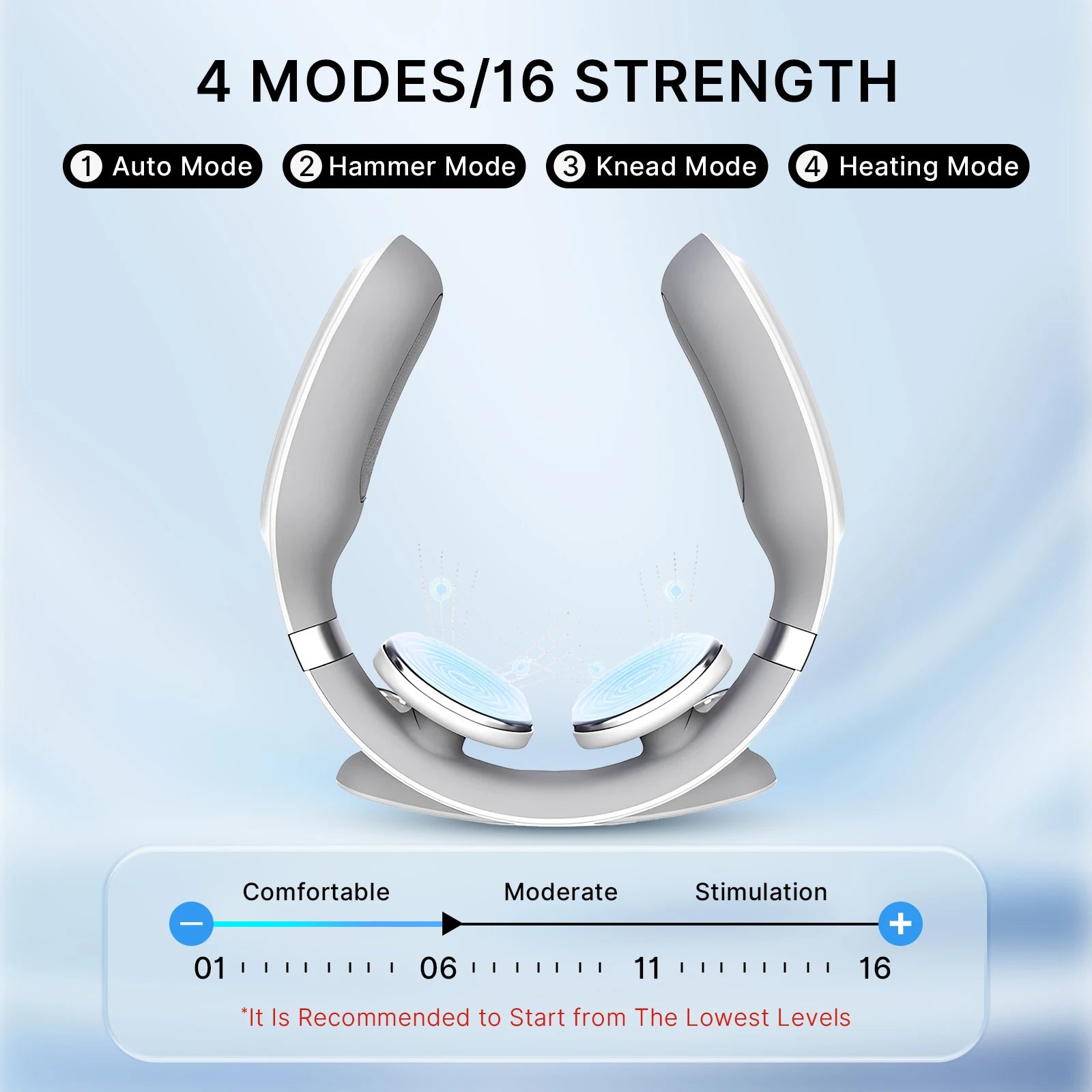 Cordless EMS Neck Massager with Heat | 6 Modes, 15 Intensity Levels, Hands-Free Fit & 15-Minute Auto Shut-Off