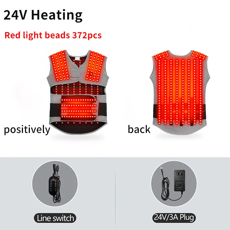 Heated Back and Shoulder Wrap with Red Light | 3 Heat Levels, Adjustable Fit & Optional Vibration Massage