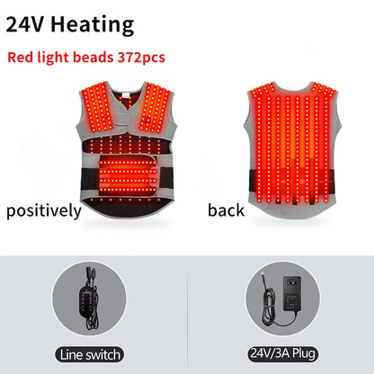 Heated Back and Shoulder Wrap with Red Light | 3 Heat Levels, Adjustable Fit & Optional Vibration Massage