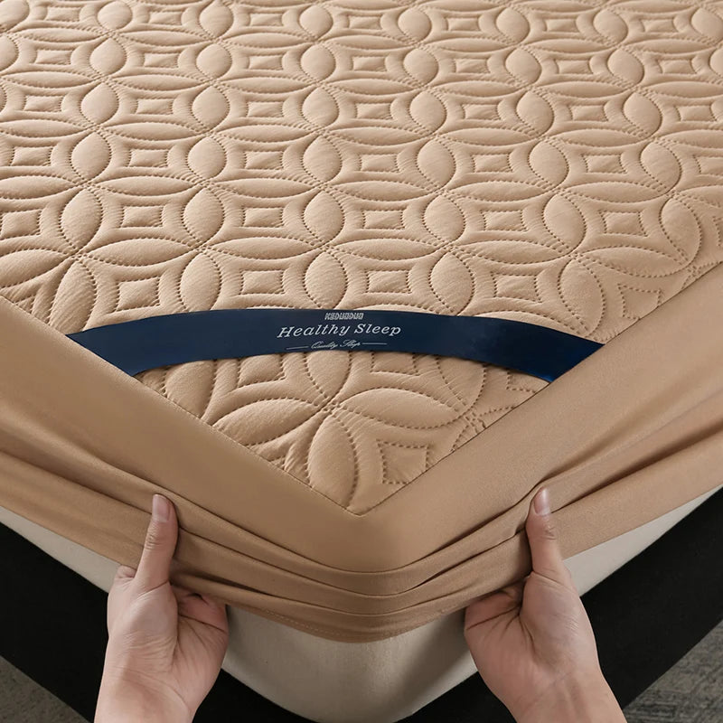 Waterproof Quilted Mattress Protector | 12-Inch Pocket Camel Tan