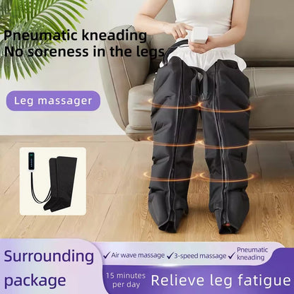 Air Compression Leg Massager Boots | 6-Airbag Foot, Calf & Knee Massage System with 3 Modes, 3 Intensities & LED Control
