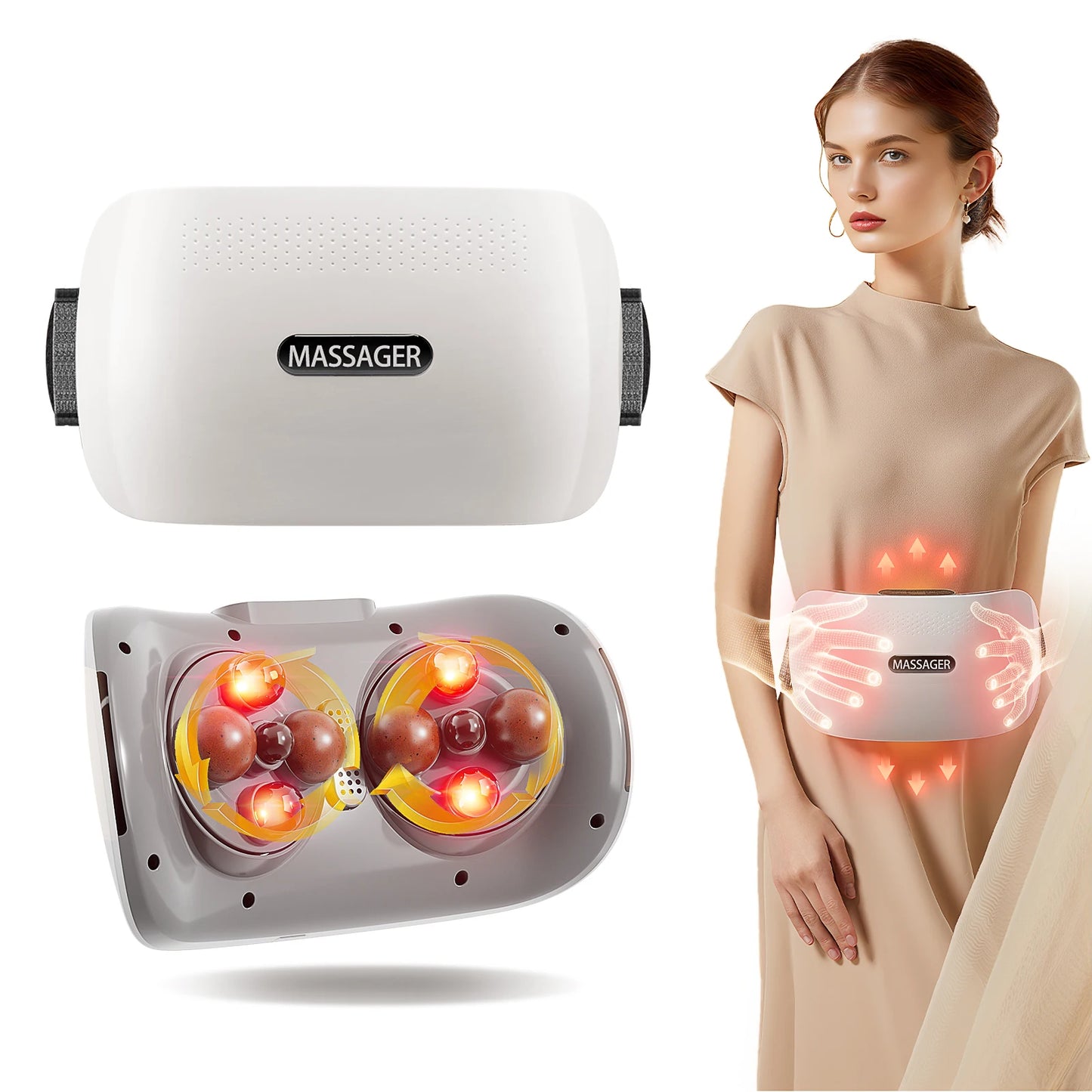 Abdominal Heating Pad Massager | Cordless Belly Massager for Cramps, Stomach Tension & Relaxation
