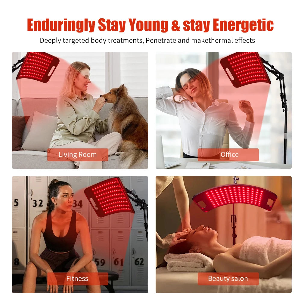 Red Light Therapy Panel | 660nm 850nm Near Infrared LED Lamp with Stand & Timer for Face & Body