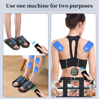 EMS Foot Massager Slippers with Remote | 10 Modes, 29 Intensity Levels, 4 Electrode Pads & USB-C Rechargeable Control