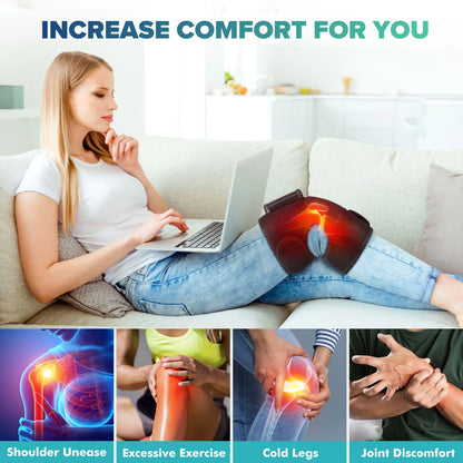 Cordless Heated Knee Massager Pad with Vibration | 3 Heat Levels, 3 Massage Modes, 4000mAh Battery & Adjustable Joint Straps