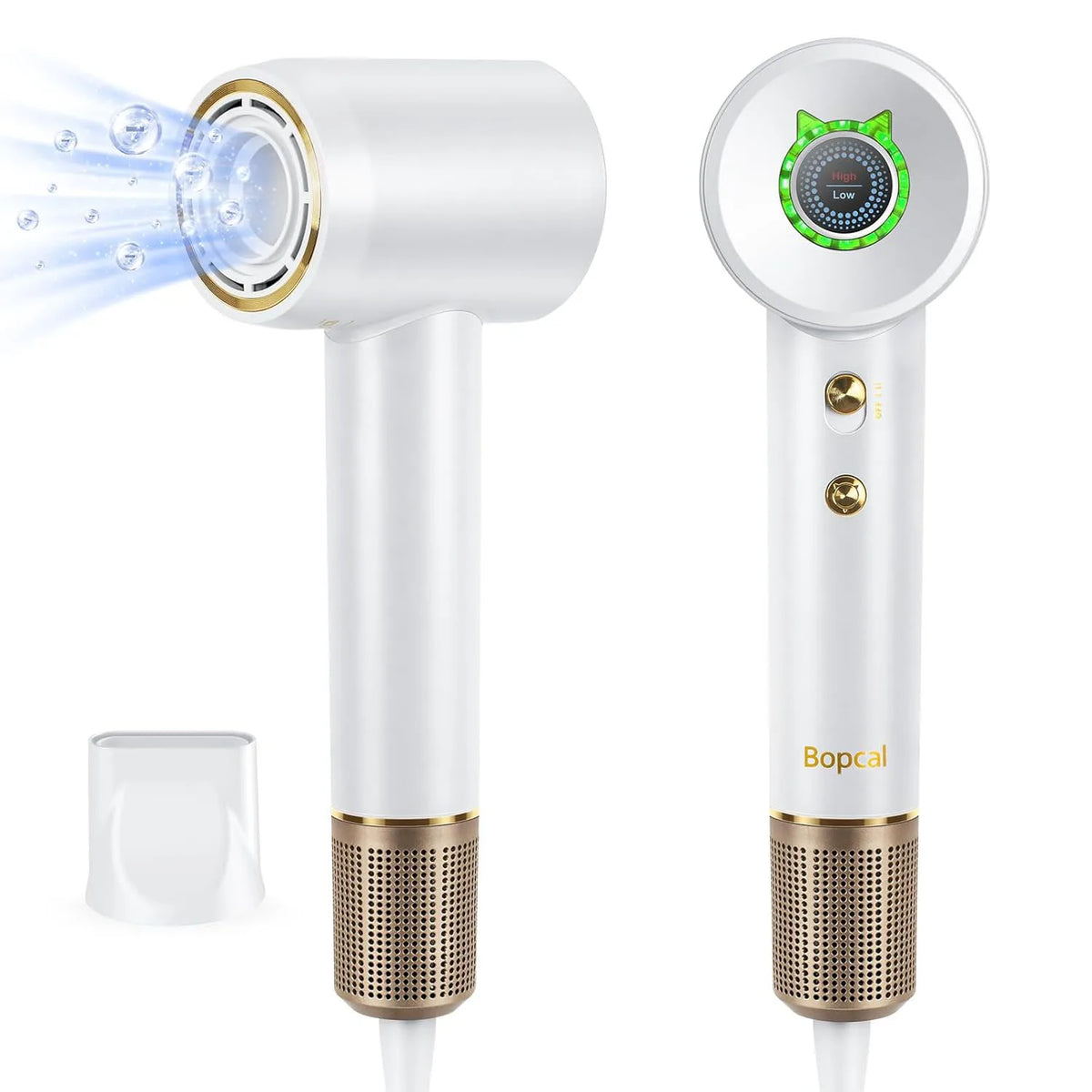 High-Speed Ionic Hair Dryer with 4 Heat Modes, LED Indicator and Magnetic Nozzle