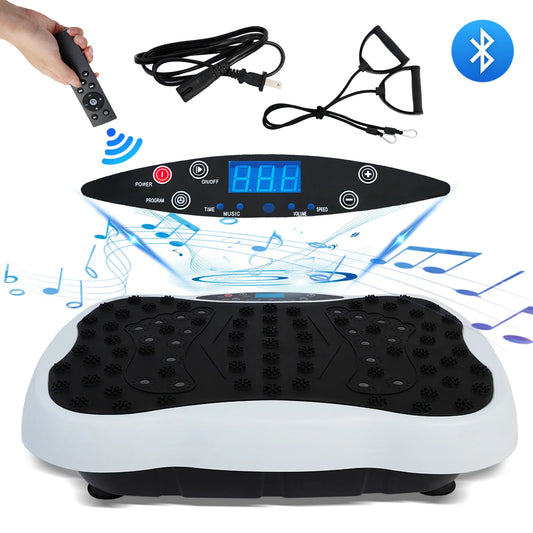 Vibration Plate Exercise Machine | Dual Motor Full Body Shaker with 120 Speeds, Resistance Bands & Remote Control White