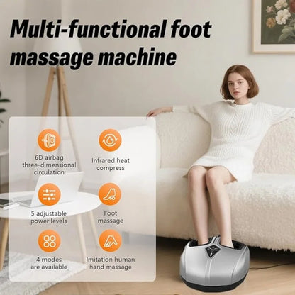 Shiatsu Foot Massager with Heat and Air Compression | 4 Modes, 5 Intensities, Deep Kneading Rollers & Remote Control