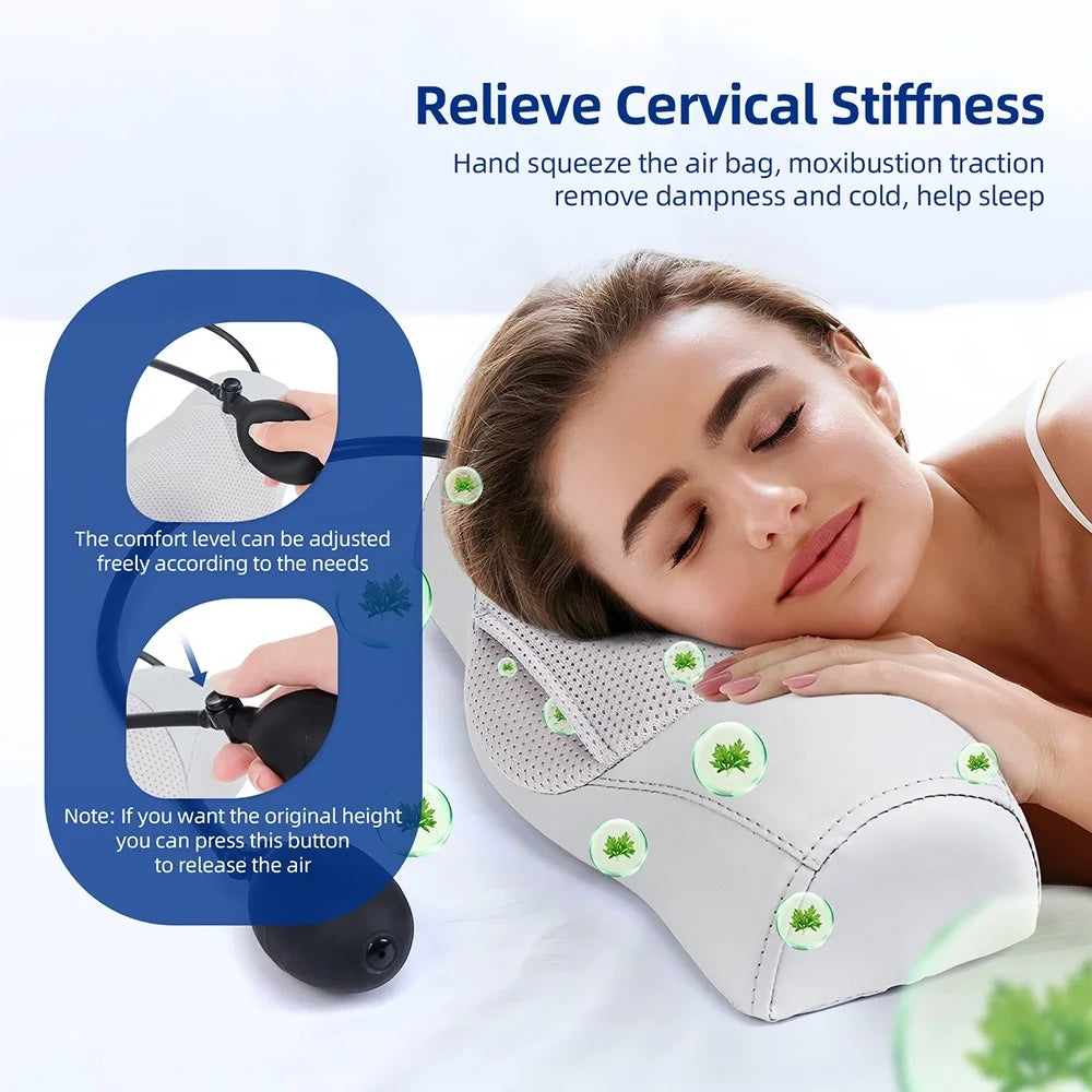 Neck Massage Pillow with Heat and Adjustable Air Support