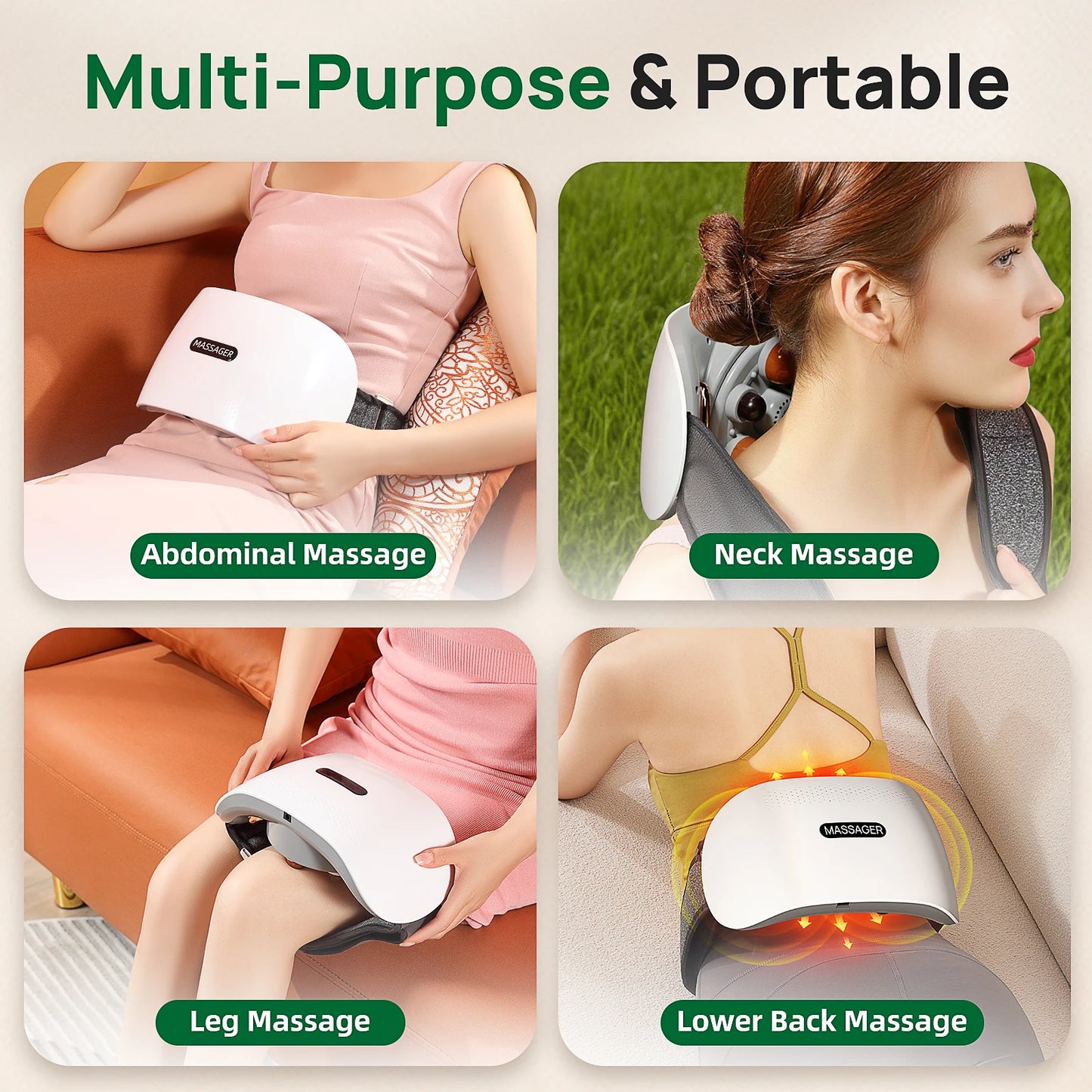 Abdominal Heating Pad Massager | Cordless Belly Massager for Cramps, Stomach Tension & Relaxation