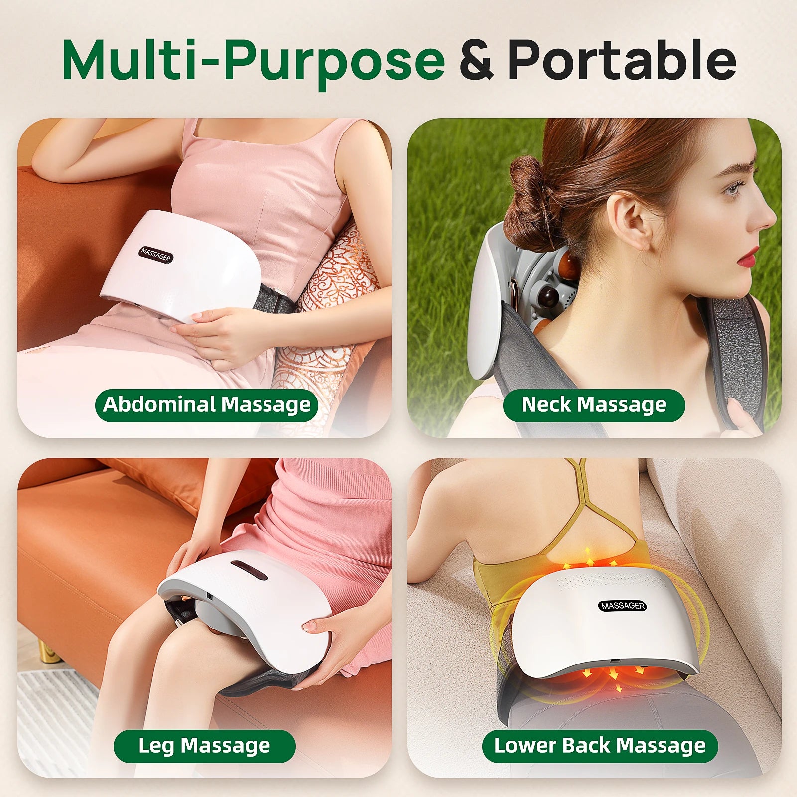 Abdominal Heating Pad Massager | Cordless Belly Massager for Cramps, Stomach Tension & Relaxation
