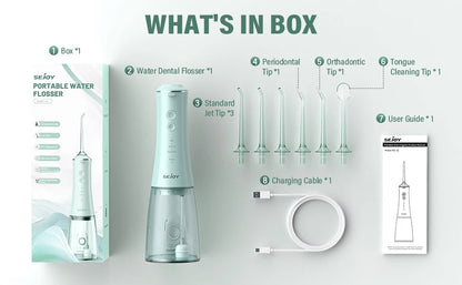 Cordless Water Flosser | 280ml Portable Oral Irrigator | 4 Modes, 6 Tips, USB Rechargeable | 30-Day Battery & IPX7 Waterproof for Deep Dental Cleaning