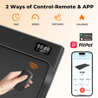 Under Desk Walking Pad Treadmill with 2.5HP Motor | 2.5 MPH, 265 lb Capacity, LED Display, Remote & 3.9-Inch Slim Design
