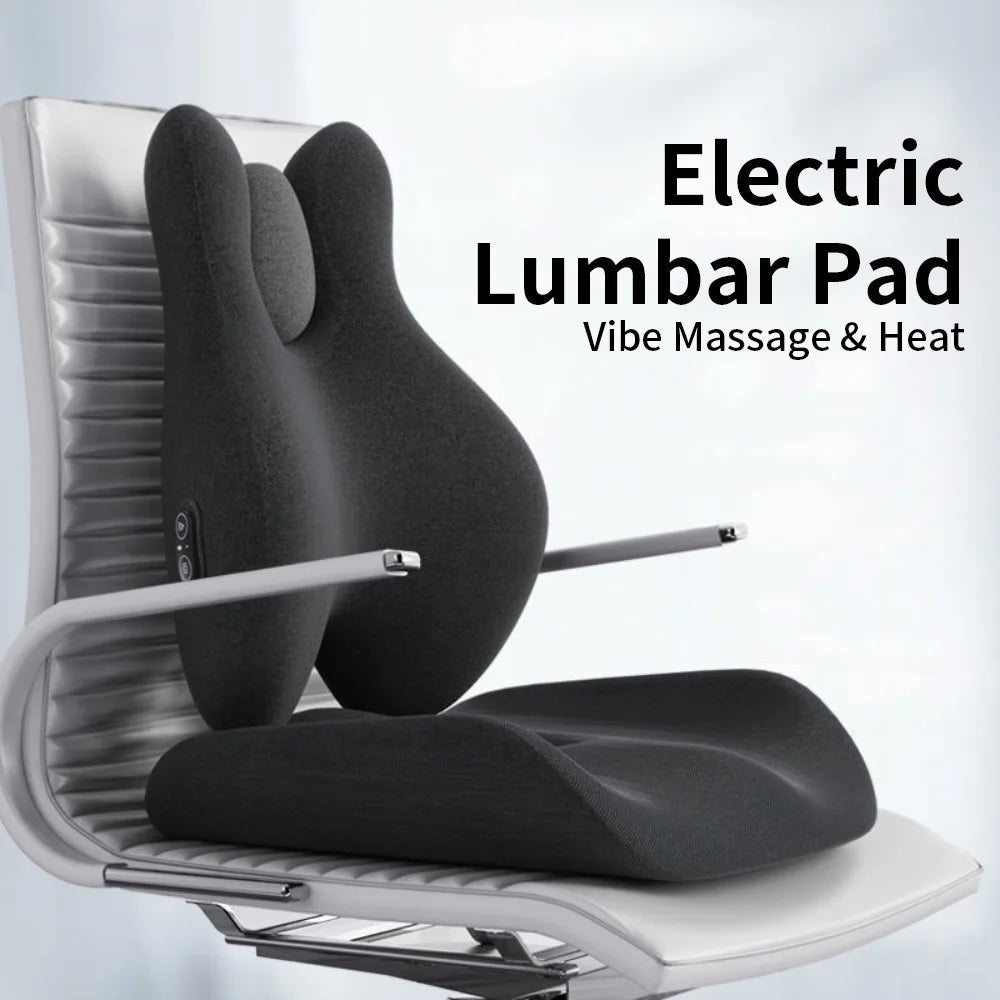 Memory Foam Lumbar Support Pillow with Heat and Vibration | 3 Heat Levels, 3 Massage Modes & Adjustable Chair Straps